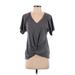 Nine West Short Sleeve Top Gray V Neck Tops - Women's Size Small
