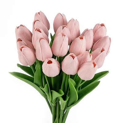 20 fleurs de simulation de tulipes en pu - parfaites pour la décoration de la maison, les arrangements de mariage ou pour ajouter une touche d'élégance avec des fleurs de tulipes réalistes qui