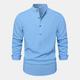 Homme Chemise Chemise Lin Chemise en lin et coton Chemise en coton blanc Chemisette Chemise d'été Chemise de plage bleu marine Bleu Vert Véronèse manche longue Plein Col Mao Printemps Automne