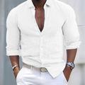 Homme Chemise Chemise Lin Chemise en lin et coton Chemise en coton blanc Chemisette Chemise d'été Chemise de plage Noir Blanche Rose Claire manche longue Plein Col rabattu Printemps Automne Hawaïen