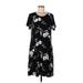 Old Navy Casual Dress - Shift Scoop Neck Short sleeves: Black Floral Dresses - Women's Size Large