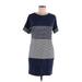 Theory Casual Dress - Mini Crew Neck Short sleeves: Blue Color Block Dresses - Women's Size Medium