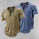 Paquets multiples 2 pièces Homme Henley Manches courtes Marron Bleu T shirt Tee Chemise Henley Shirt T-shirt Plein Usage quotidien Vacances Polyester Printemps été