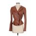 BCBGMAXAZRIA Leather Jacket: Brown Jackets & Outerwear - Women's Size Small