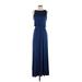 Ann Taylor LOFT Casual Dress Crew Neck Sleeveless: Blue Solid Dresses - Women's Size X-Small