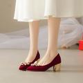 Femme Chaussures de mariage Chaussures habillées Mariage Talons de mariage Imitation Perle Talon Bottier Bout pointu Elégant Faux suède Mocassins Rouge