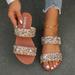 Women's Glitter Sequins Decor Slide Sandals, Casual Slip On Flat Summer Shoes, Lightweight Beach Shoes