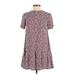 Ann Taylor LOFT Casual Dress - Mini High Neck Short sleeves: Burgundy Dresses - New - Women's Size 0 Petite