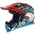 LS2 MX437 Fast Evo II Mini Starmaw Kinder Motocross Helm, schwarz-rot-blau, Größe L