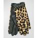 Ruffle Chain Leopard-print Nappa Leather Gloves