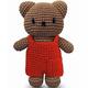 Peluche tricotée Boris salopette rouge (25 cm)