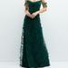 Dessy Collection Off-the-Shoulder A-line 3D Floral Embroidered Dress - 3135 - Green