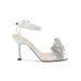 Ankle Wrap Bow Heel Sandals - White - Mach & Mach Heels