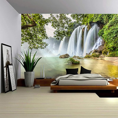 Landschaft Wasserfall hängende Wandteppich Kunst große Wandteppich Wanddekor Fotografie Hintergrund Decke Vorhang Zuhause Schlafzimmer Wohnzimmer Dekoration Wandtuch XXL Natur Image