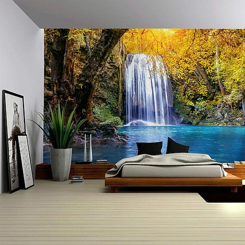 Landschaft Wasserfall hängende Wandteppich Kunst große Wandteppich Wanddekor Fotografie Hintergrund Decke Vorhang Zuhause Schlafzimmer Wohnzimmer Dekoration Wandtuch XXL Natur Image