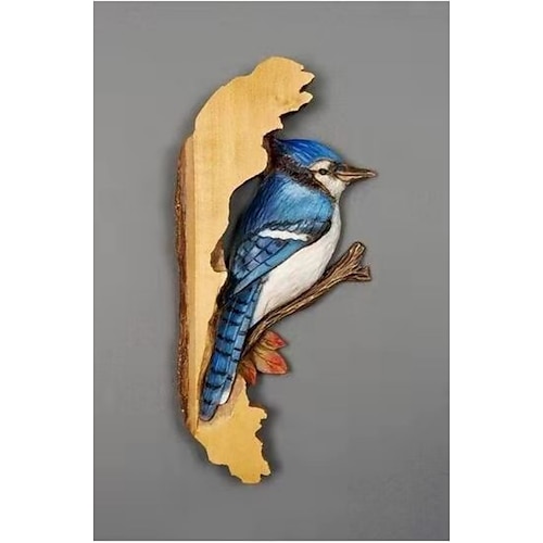 1 Stück Tierschnitzerei Kunsthandwerk Wandbehang Skulptur, Holz Waschbär Bär Hirsch handbemalte Dekoration, für Zuhause Wohnzimmer Image