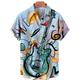 Herren Hemd Grafik-Drucke Graffiti Gitarre Umlegekragen Weiß Blau Orange Grün Strasse Casual Kurze Ärmel Bedruckt Button-Down Bekleidung Sport Modisch Strassenmode Designer