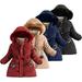 KYAIGUO Kids Baby Winter Mid-Length Jacket long Coats for Girls Toddler Fleece Hooded Parka Coats Little Girls Cotton Jacket Winter Thick Warm Snow Jacket Outerwear for 3-10 Y