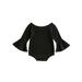 Peyakidsaa Infant Girl Solid Color Flare Long Sleeve Off Shoulder Jumpsuit