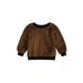 Toddler Baby Girl Boy Fuzzy Pullover Solid Color Sherpa Sweatshirts Crew Neck Long Sleeve Fall Winter Warm Tops