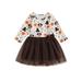 Emmababy Girls A-Line Dress with Thanksgiving PumpkinTurkey Print and Long Sleeves