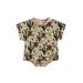 Canis Cute and Comfortable Baby Girls Summer Jumpsuit with Cow Head and Cactus Print