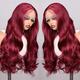 Body Wave 13X6 Lace Front Wig Transparent hair Lace Frontal Wig Pre Plucked 99j Wine Red Wig Colored Human Hair Wigs