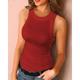 Women's spring/summer solid color printed round neck vest with i-shaped women's top