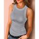 Women's spring/summer solid color printed round neck vest with i-shaped women's top