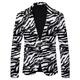 Men's Blazer Business Cocktail Party Wedding Party Fashion Casual Spring Fall Polyester Lines / Waves Button Pocket Comfortable Single Breasted Blazer Black White