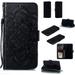 Premium Leather Flip Wallet Card Slots Magnetic Stand Protective Cover Ultra Slim Case with Lanyard Embossed Flip Case for iphone14plus Black