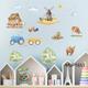 Spring Farm Wall Decals featuring Mountain Cows, Chicks, Ducks, and Geese - Suitable for Farmhouses, Kitchens, Living Rooms, Bedrooms, Studies, and Early Childhood Education Rooms - Removable Home Wall Decor Decals for Background Walls