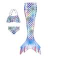 Kids Girls' Three Piece Swimwear Mermaid Swimsuit Outdoor Scales Monofin Bathing Suits 2-12 Years Spring Pink Red Navy Blue