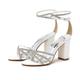 Women's Wedding Shoes Valentines Gifts Bling Bling Party Wedding Sandals Bridal Shoes Bridesmaid Shoes Chunky Heel Open Toe Sexy Minimalism Sparkling Glitter PU Ankle Strap Nude Black White