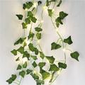 2M Artificial Silk Ivy Leaf Vine LED String Lights For Wedding Home Xmas Party Hanging Garland Flexible Holiday String AA Battery Power Warm White Lighting
