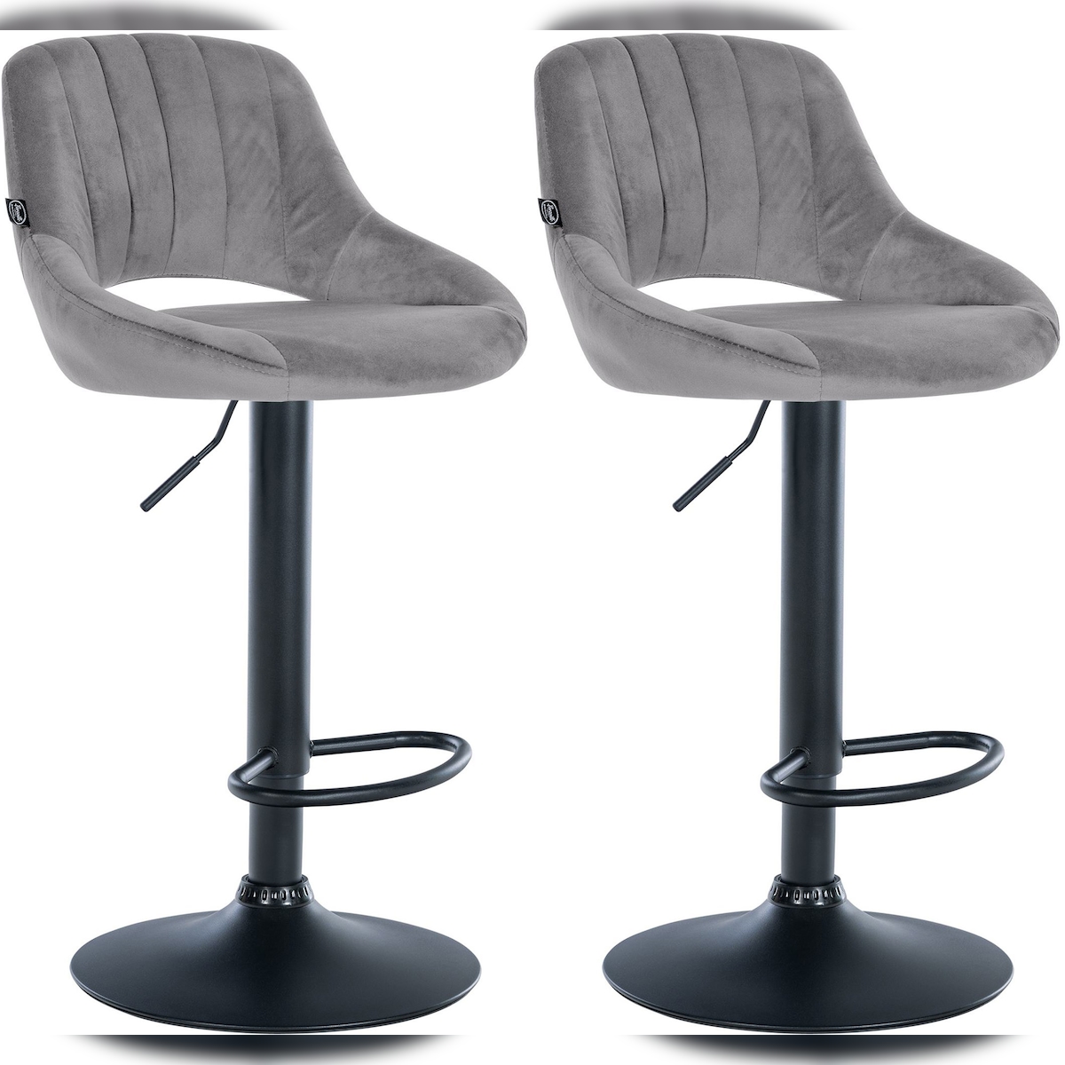 CLP 2er Set Barhocker Milet Samt dunkelgrau/Metall matt schwarz Image