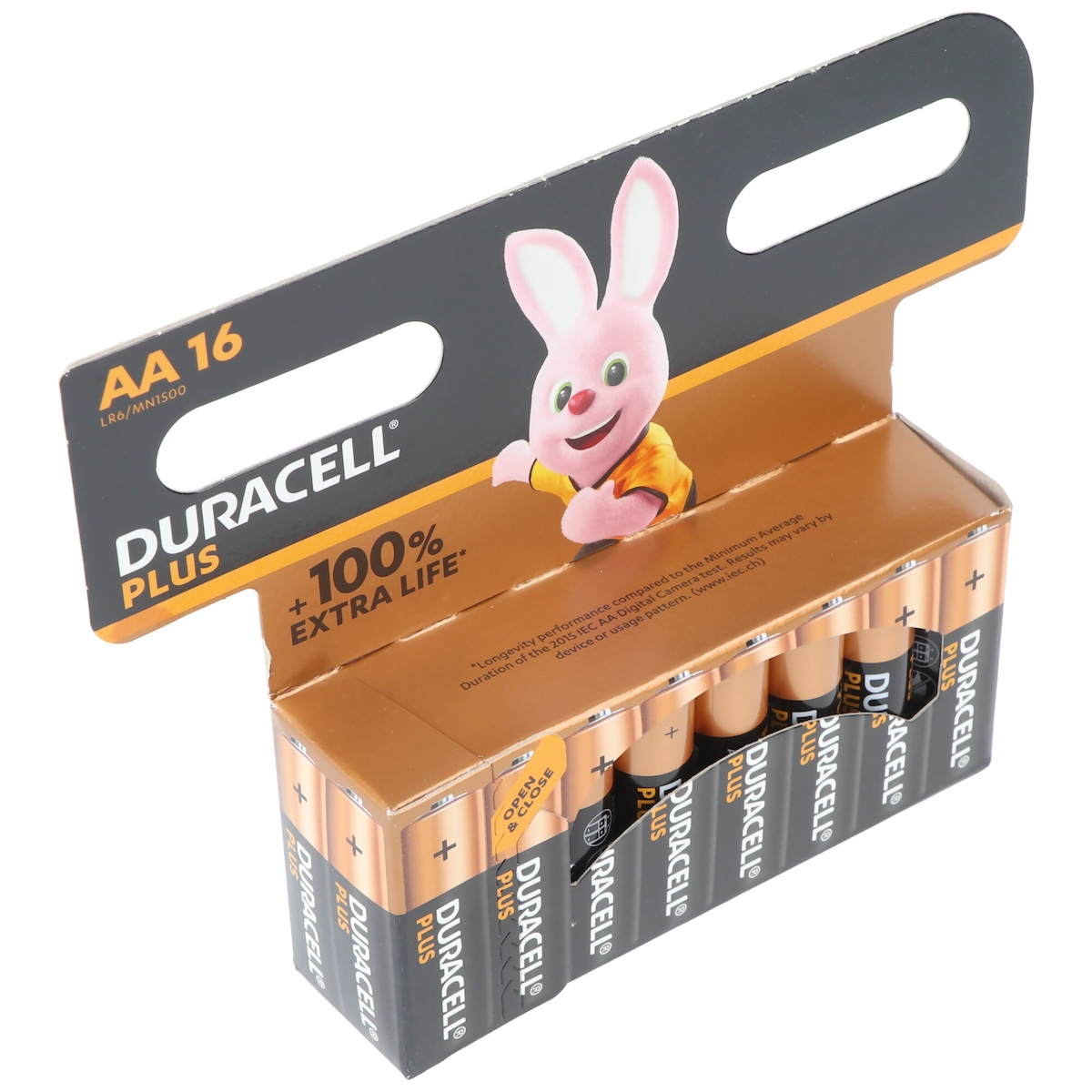 Duracell Batterie Alkaline, Mignon, AA, LR06, 1.5V Plus, Extra Life, Retail Blister (16-Pack) Image