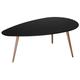 Ibbe Design Oval Rund Schwarz Couchtisch Modern Skandinavisch Retro Kaffeetisch Beistelltisch MDF Fly, Natur Massiv Buche Holz Beine, 116x66x45 cm