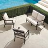 Carlisle 3-pc. Loveseat Set in Onyx Finish - Sailcloth Cobalt with Natural Piping, Hillcrest Ikat Cobalt with Rumor Snow Piping - Frontgate