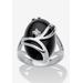 Women's Oval-Shaped Onyx & Crystal Accent Cocktail Ring In Platinum-Plated by PalmBeach Jewelry in Black (Size 7)