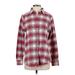 Lands' End Long Sleeve Button Down Shirt: Red Plaid Tops - Women's Size Small
