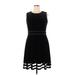 Calvin Klein Casual Dress - Mini Crew Neck Sleeveless: Black Print Dresses - Women's Size 14