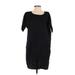 Eileen Fisher Casual Dress - Shift Crew Neck Short sleeves: Black Print Dresses - Women's Size P Petite