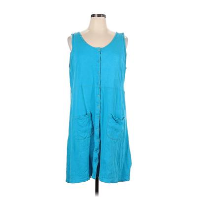 Nordstrom Casual Dress - Mini Scoop Neck Sleeveless: Teal Print Dresses - Women's Size X-Large