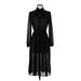 Banana Republic Factory Store Casual Dress - Midi Mock Long sleeves: Black Solid Dresses - Women's Size 0