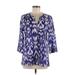 Chico's Long Sleeve Blouse: Blue Tops - Women's Size Medium