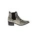 Blondo Ankle Boots: Chelsea Boots Chunky Heel Boho Chic Silver Snake Print Shoes - Women's Size 5 1/2 - Almond Toe
