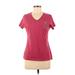 District. Short Sleeve T-Shirt: Burgundy Graphic Tops - Women's Size Medium