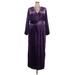 ELOQUII Casual Dress - Midi V Neck 3/4 sleeves: Purple Print Dresses - New - Women's Size 20 Plus