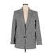 Zara Blazer Jacket: Mid-Length Gray Print Jackets & Outerwear - Women's Size X-Large